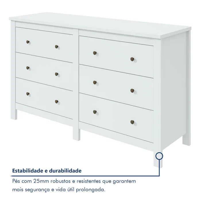 Cômoda 6 Gavetas Maggiore New Espresso Móveis Branco